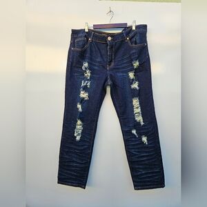 VIP Dark Blue Jeans with Gold Stitching